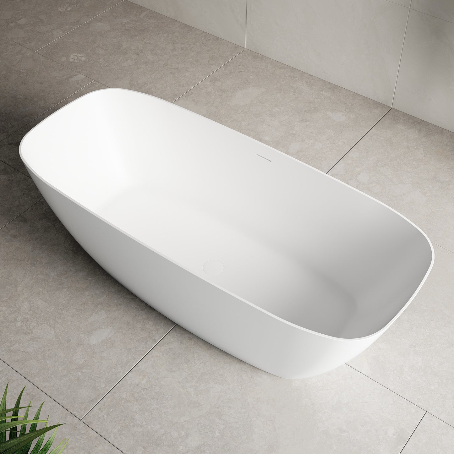 Rolo Soft Square 1700mm Artificial Stone Freestanding Bath | Matte White |