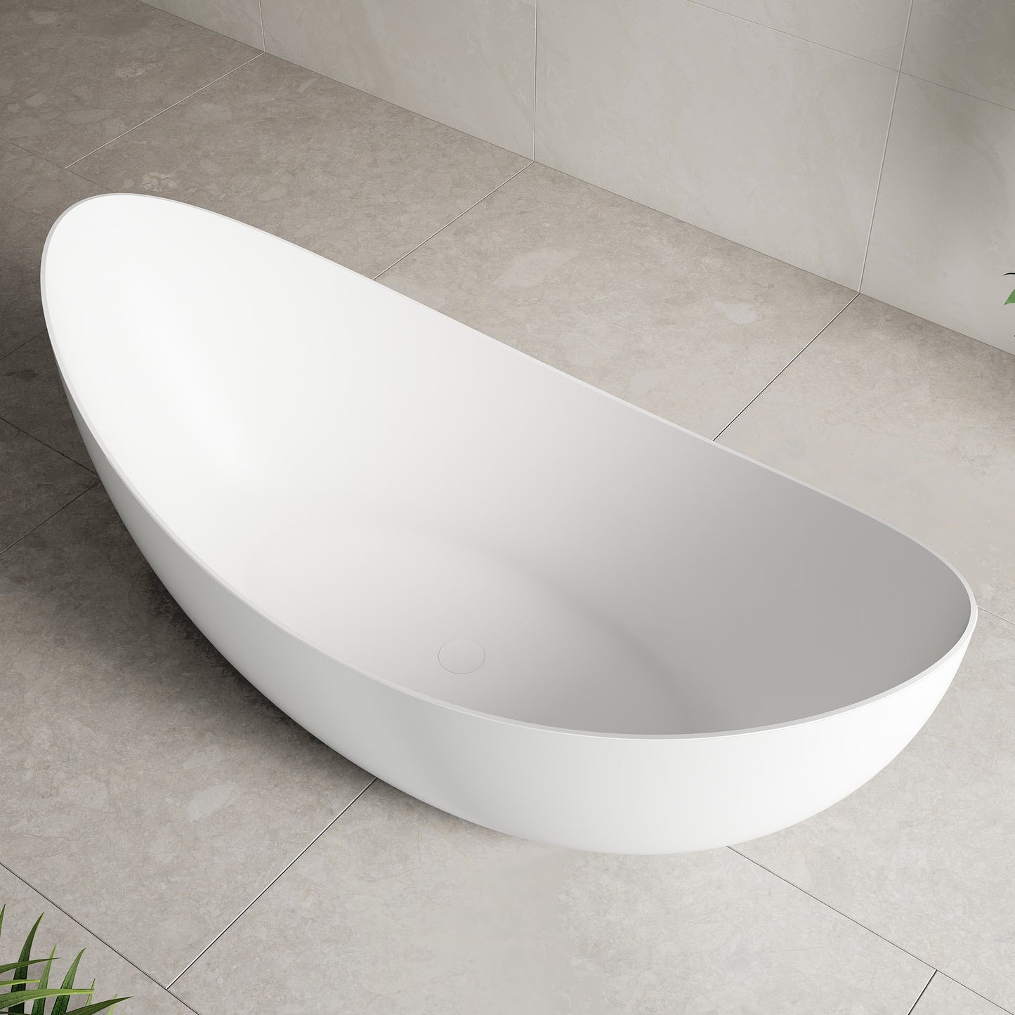 Lua Moon 1800mm Double High Back Artificial Stone Freestanding Bath | Matte White |