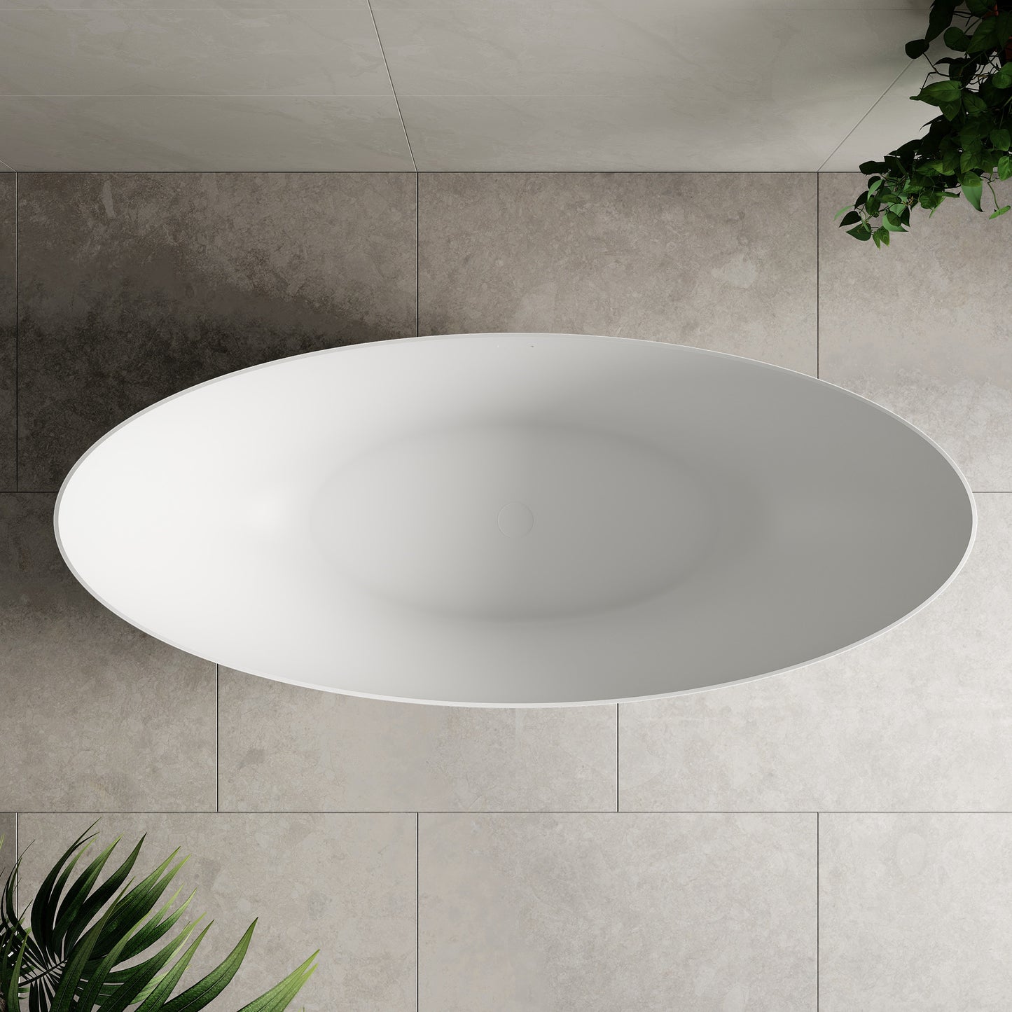 Lua Moon 1800mm Double High Back Artificial Stone Freestanding Bath | Matte White |