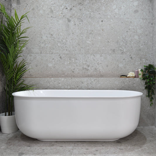 Mayfair Classic 1700mm Floating Oval Freestanding Bath, Gloss White