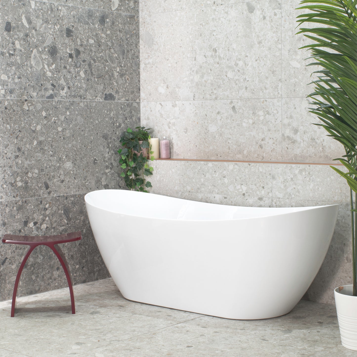 Whitehaven 1700mm Double High Back Freestanding Bath | Matte White |