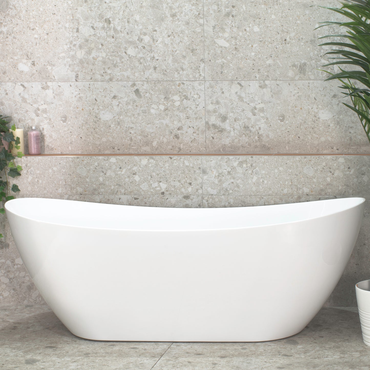 Whitehaven 1700mm Double High Back Freestanding Bath | Matte White |