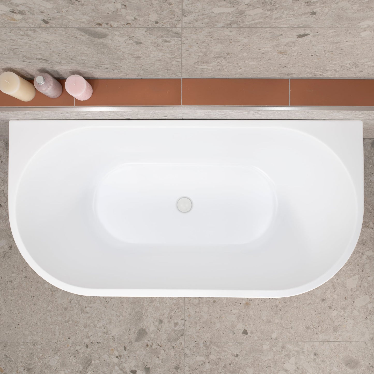 Avalon 1400mm Back to Wall Freestanding Bath, Matte White