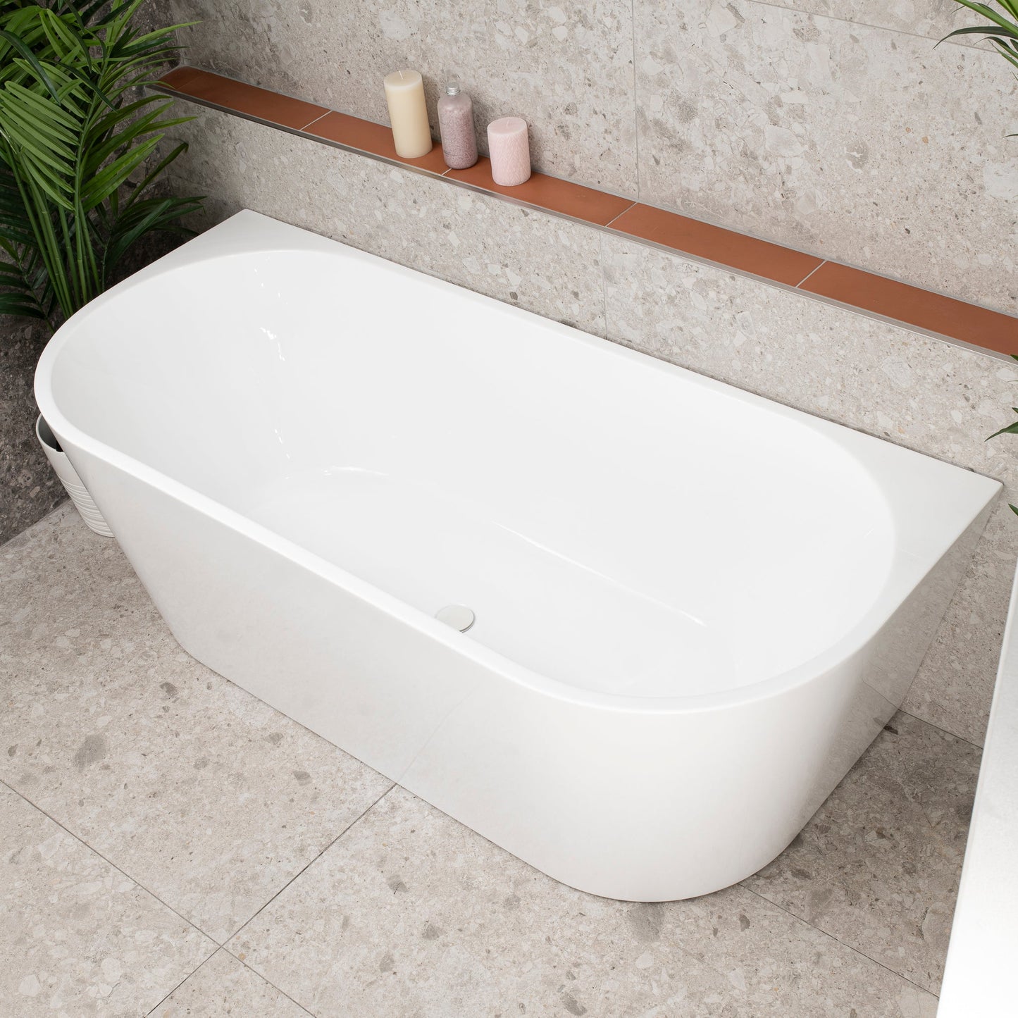 Avalon 1700mm Back to Wall Freestanding Bath, Gloss White