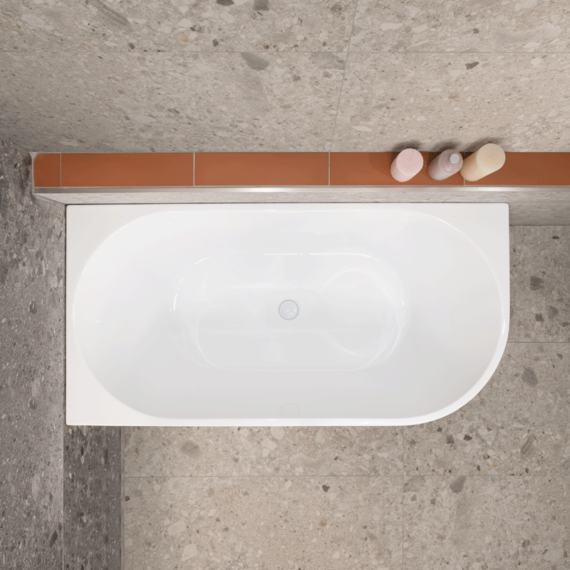 Avalon 55 inch Acrylic Freestanding Left Corner Bathtub, Gloss White