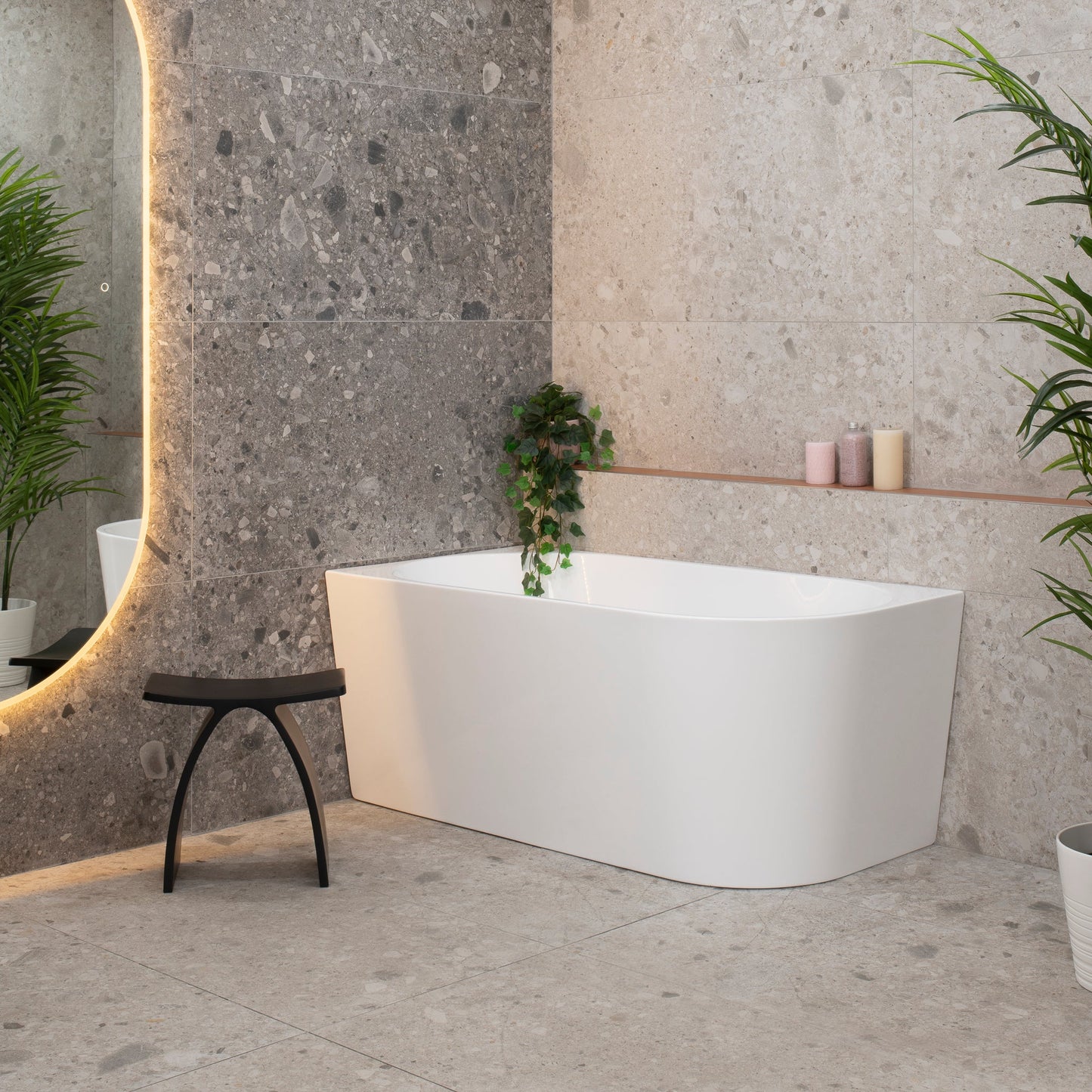 Avalon 55 inch Acrylic Freestanding Left Corner Bathtub, Gloss White
