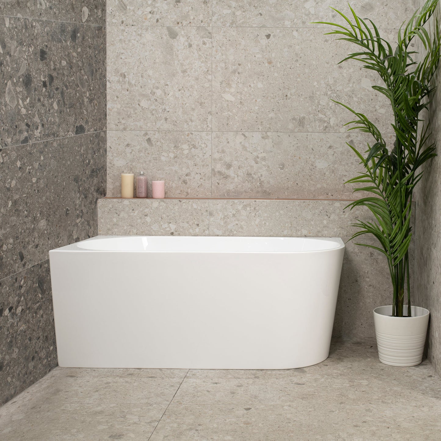 Avalon 55 inch Acrylic Freestanding Left Corner Bathtub, Gloss White