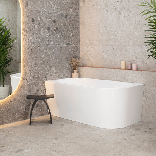 Avalon 59 inch Acrylic Freestanding Left Corner Bathtub, Gloss White