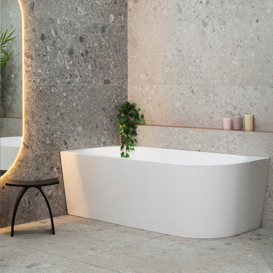Avalon 67 inch Acrylic Freestanding Left Corner Bathtub, Gloss White