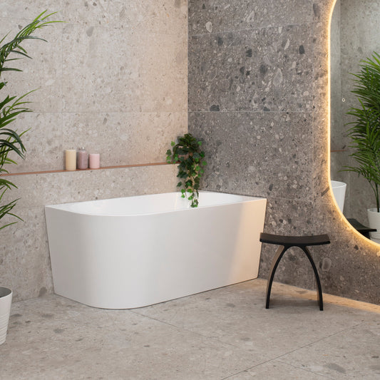 Avalon 55 inch Acrylic Freestanding Right Corner Bathtub, Gloss White