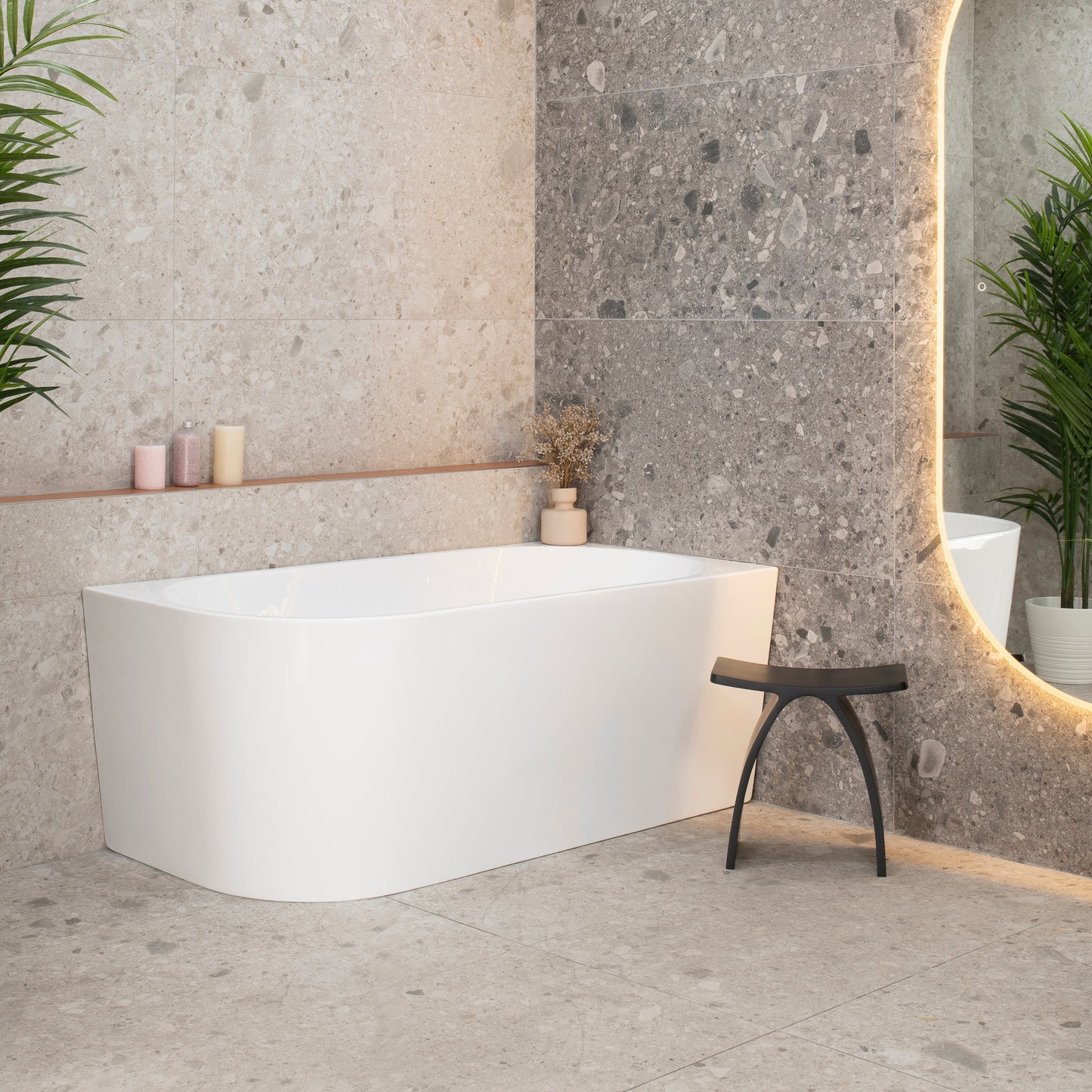 Avalon 59 inch Acrylic Freestanding Right Corner Bathtub, Gloss White
