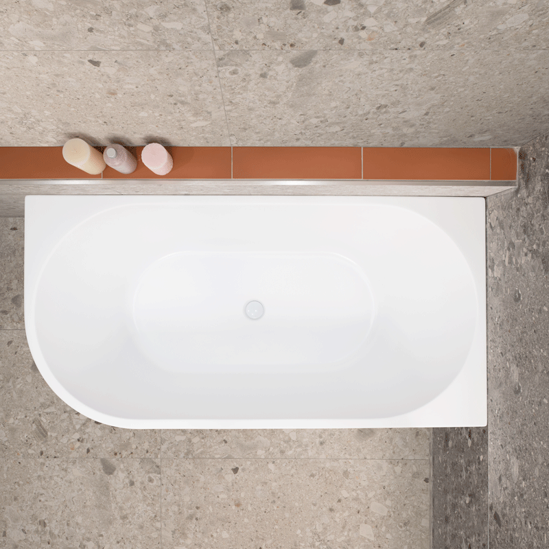 Avalon 59 inch Acrylic Freestanding Right Corner Bathtub, Gloss White