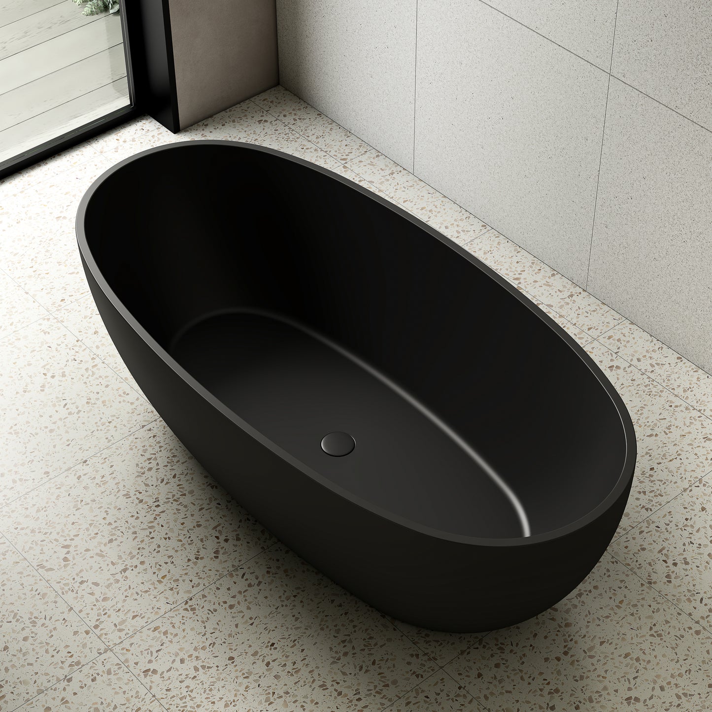 Byron Egg 1700mm Oval Freestanding Bath, Matte Black