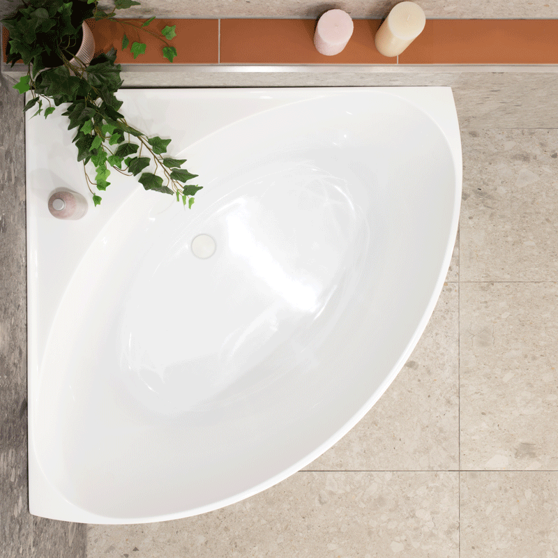 Angie Corner 40 inch Acrylic Freestanding Corner Japanese Soaking Bathtub, Gloss White