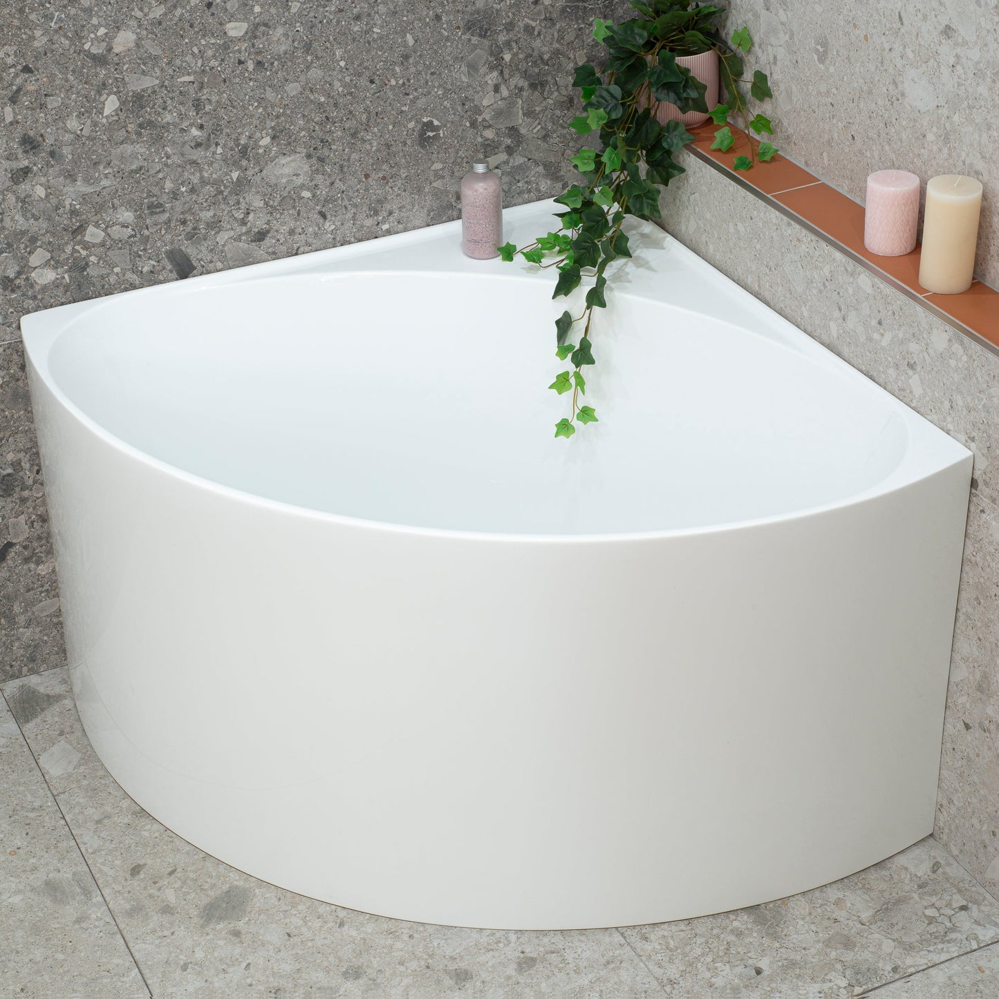 Angie Corner 40 inch Acrylic Freestanding Corner Japanese Soaking Bathtub, Gloss White