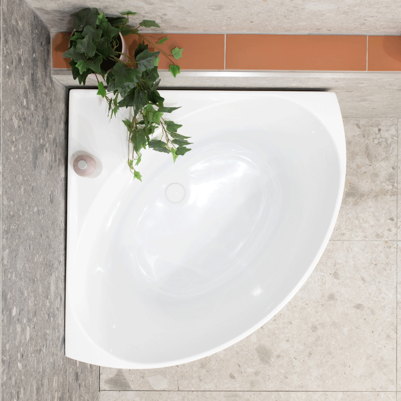 Angie Corner 32 inch Acrylic Freestanding Corner Japanese Soaking Bathtub, Gloss White
