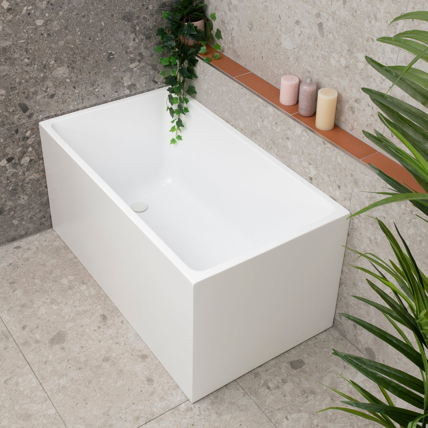 Cubix 1200mm Square Multifit Freestanding Bath, Matte White