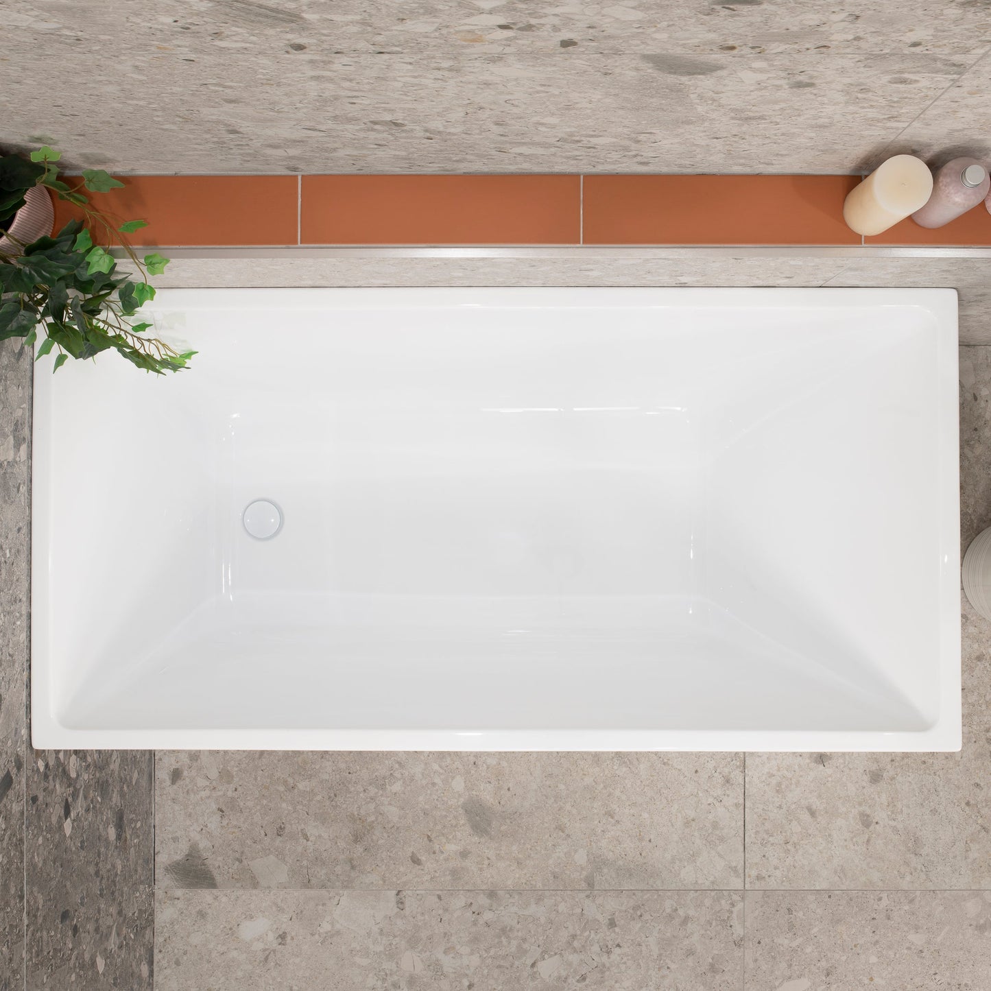 Cubix 1400mm Square Multifit Freestanding Bath, Gloss White