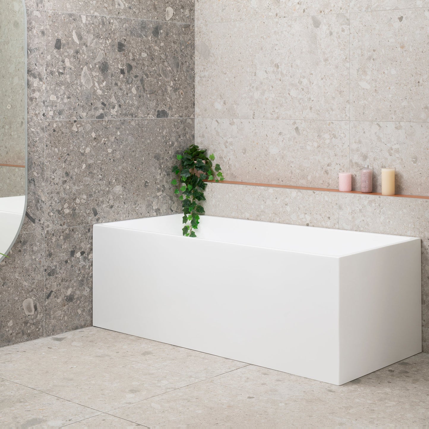 Cubix 1700mm Square Multifit Freestanding Bath, Matte White