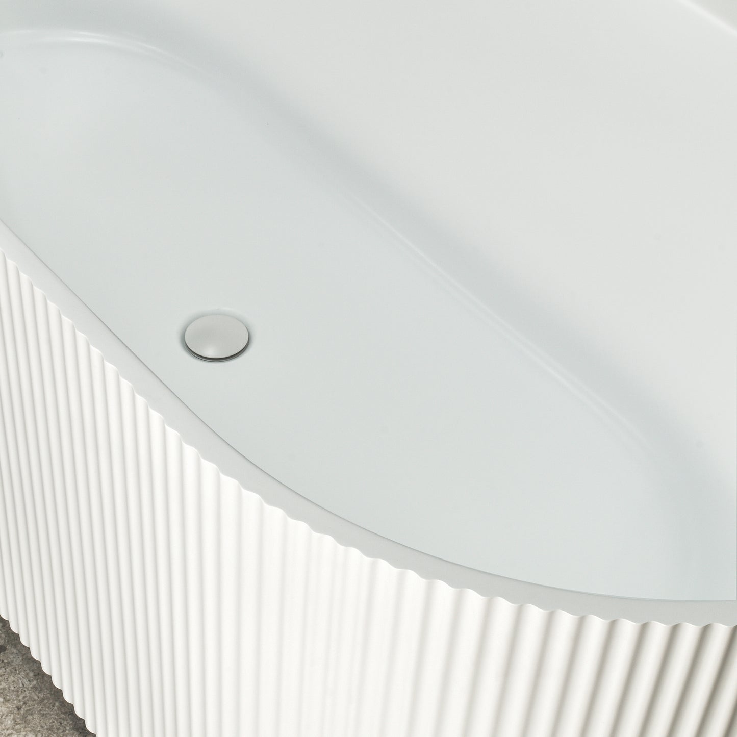 Brighton Groove 1700mm Fluted Oval Left Corner Freestanding Bath | Matte White |