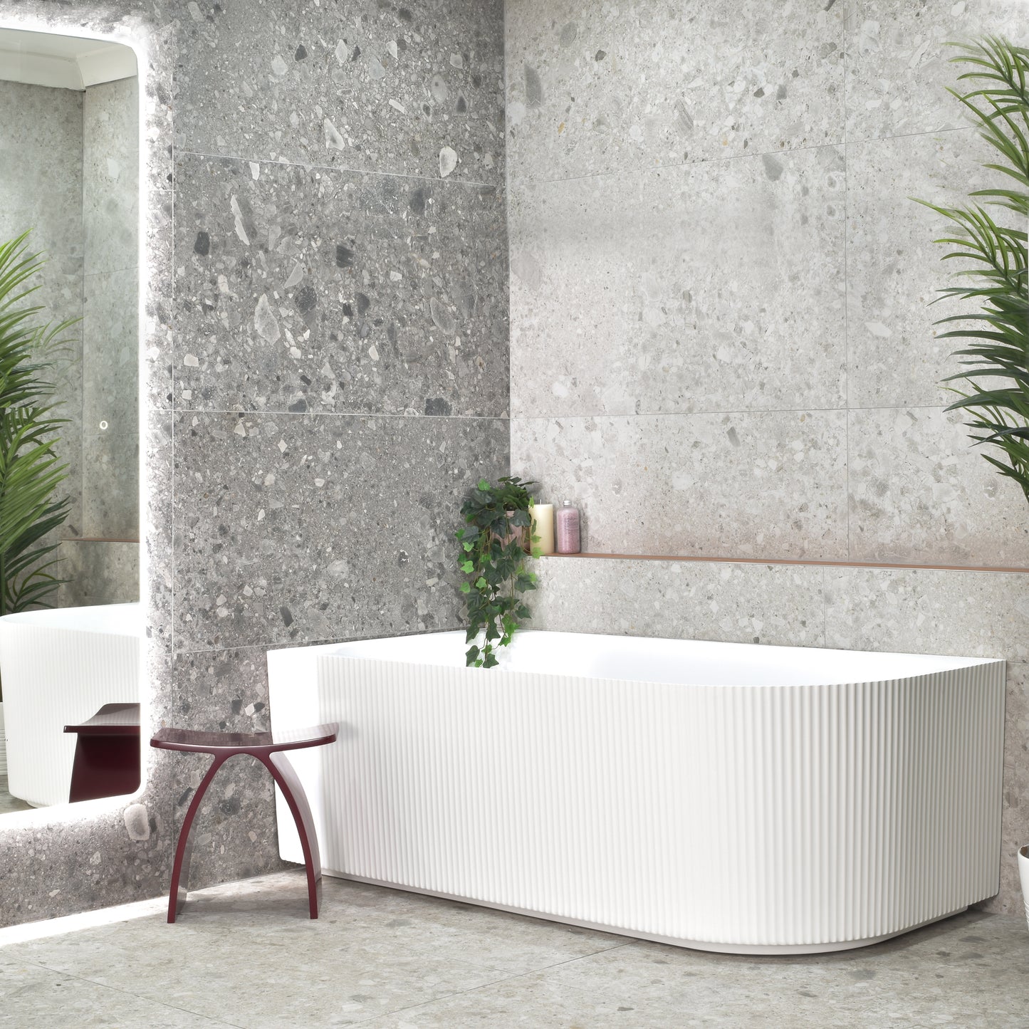 Brighton Groove 59 inch Acrylic Freestanding Left Corner Bathtub, Gloss White