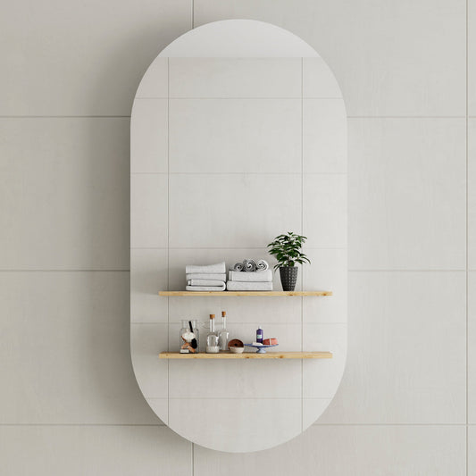 Pill Oval 600mm x 1200mm Mirrored Shaving Cabinet, Matte White