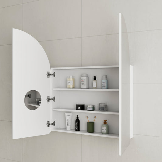 Arco Arch 850mm x 1000mm Mirrored Shaving Cabinet, Matte White