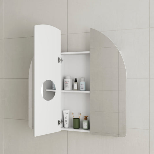 Arco Arch 1000mm x 1000mm Mirrored Shaving Cabinet, Matte White