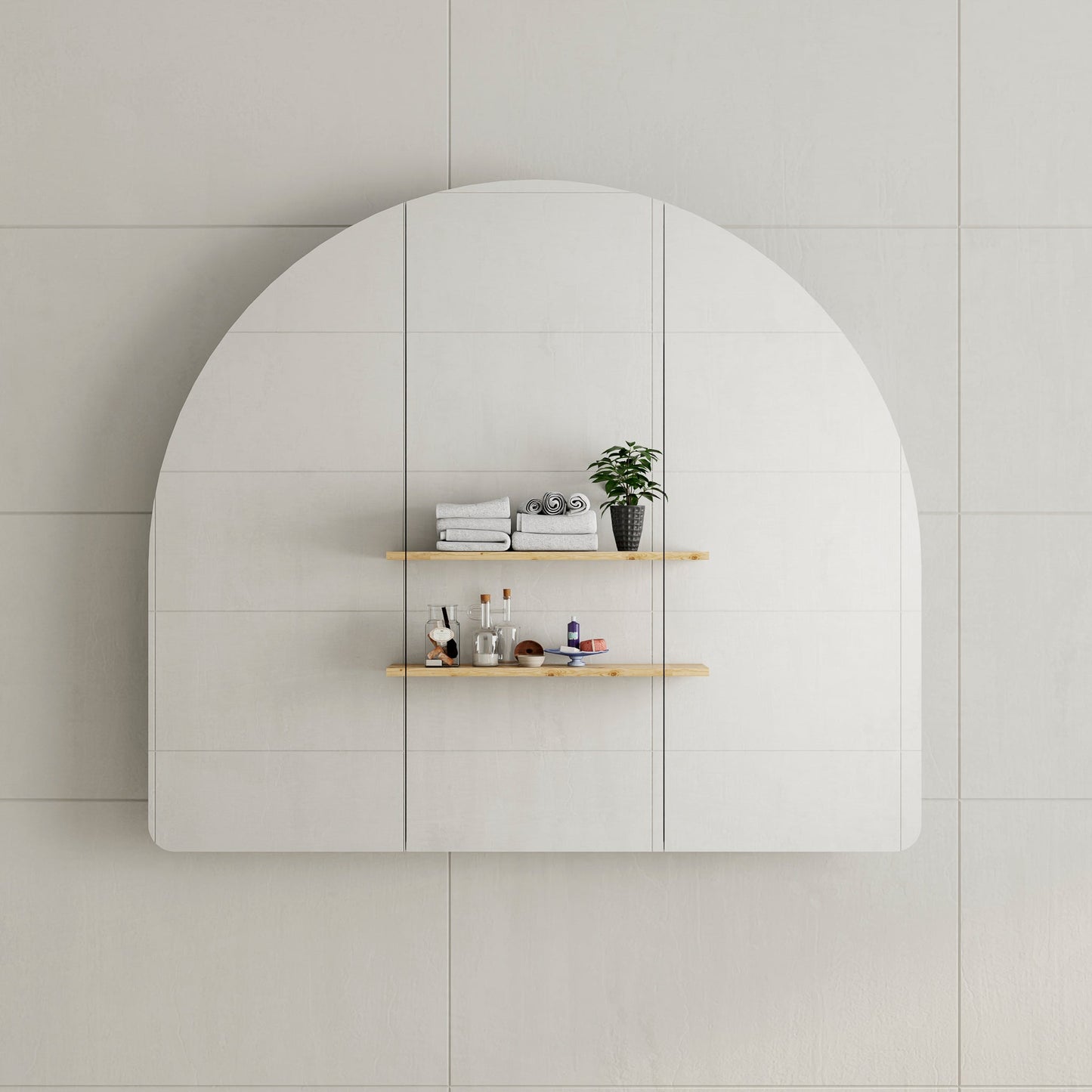 Arco Arch 1150mm x 1000mm Mirrored Shaving Cabinet, Matte White