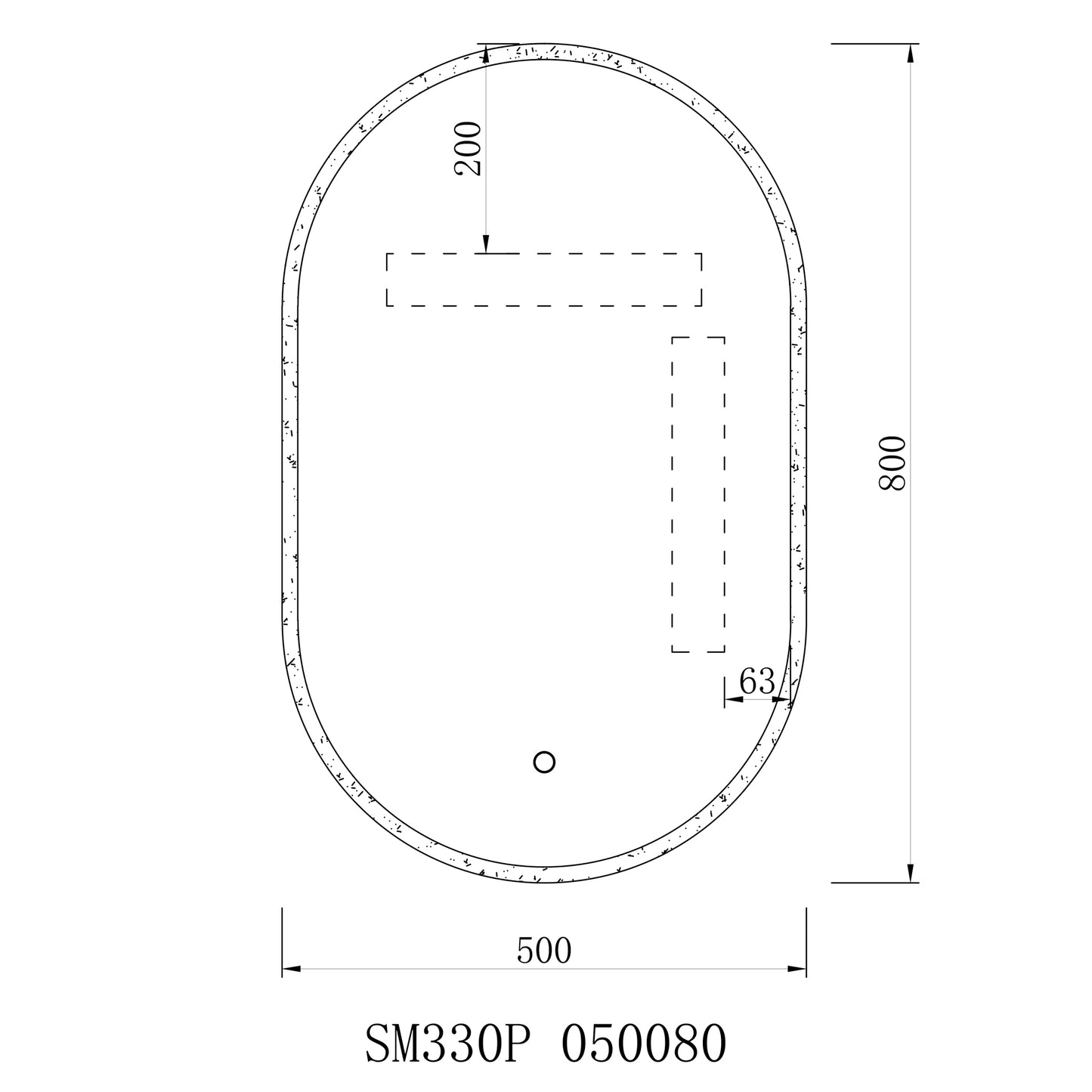 Pill Oval 500mm x 800mm LED Mirror with Frosted Glass Border and Demister