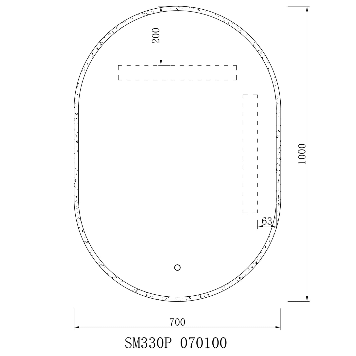 Pill Oval 700mm x 1000mm LED Mirror with Frosted Glass Border and Demister